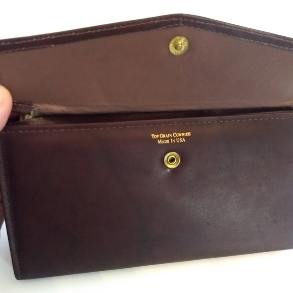 VINTAGE BROWN/BURGUNDY TOP GRAIN COWHIDE WALLET - Picture 4 of 7